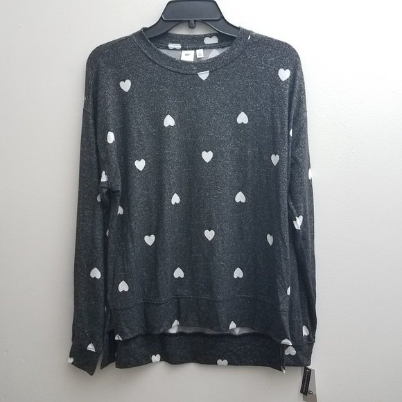 bp Tops - BP Womens Heart Thin Knit Sweatshirt Sz Small Blac